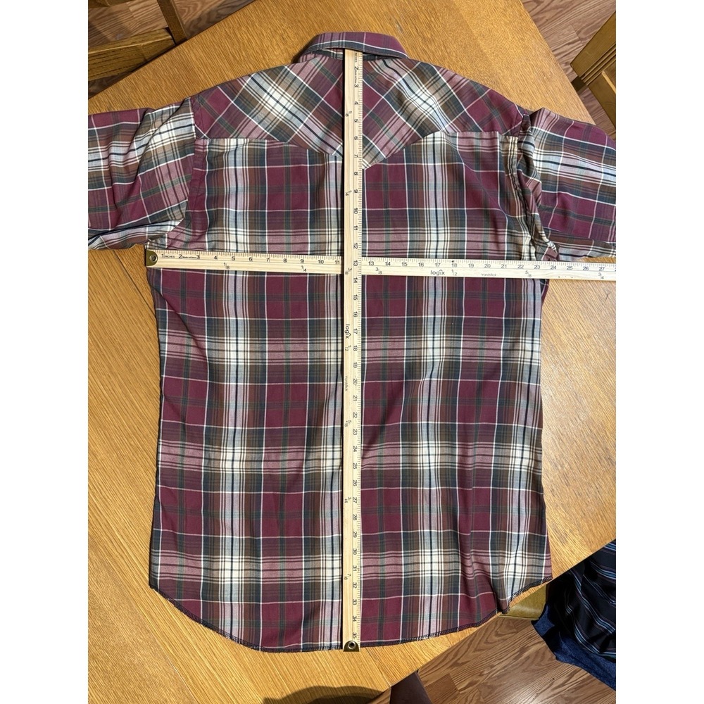 VTG Wrangler Pearl Snap Shirt Mens L Western Stripe XLong Tail Single Needle USA - Picture 6 of 7